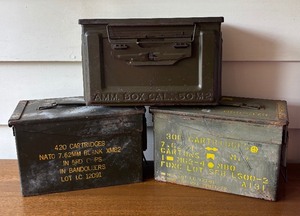 lot 575 image: Three Vintage Metal Ammunition Boxes