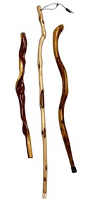lot 499 image: Set of 3 Handcrafted Wooden Walking Sticks, Longest 46 Inches