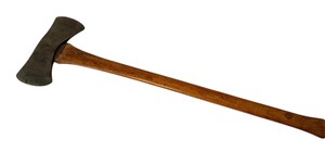 lot 544 image: Vintage Double Bit Axe with Wood Handle, 35 in. Long