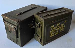 lot 607 image: Pair of Vintage Metal Ammunition Boxes