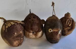 lot 708 image: Fun Coconut Monkey Carvings
