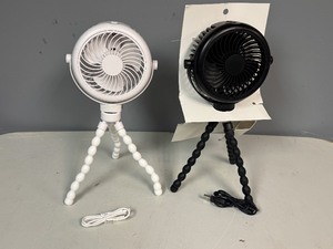 lot 34 image: Pair of Rechargeable Mini USB Fans and with Flexible Tripod Legs to attach to Stroller, Wheelchair, Bunk Bed...