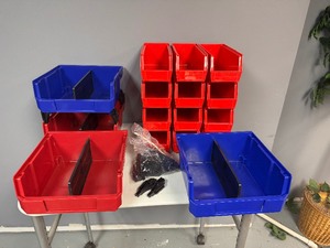 lot 56 image: Stackable Storage Bins (2 Sizes - smaller are Akro-Mills)