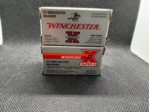 lot 21 image: Winchester Magnum 22 Super X Jacketed Hollow Point. Two Boxes. 50 Cartridges per Box.