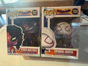 lot 90 image: Marvel Spiderman Pop Bubble-Head Figurines - Spider-Man India and Spider-Gwen
