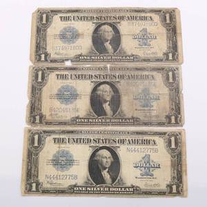lot 12 image: 1923 One Dollar Silver Certificates - Lot of 3