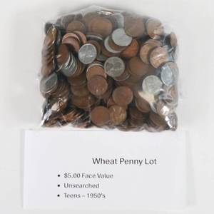 lot 27 image: Wheat Penny Lot - Unsearched $5 Face