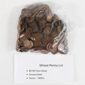 lot 26 image: Wheat Penny Lot - Unsearched $5 Face