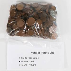 lot 25 image: Wheat Penny Lot - Unsearched $5 Face