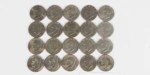 lot 20 image: Eisenhower Dollar Lot of 20 (Ikes)