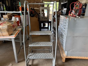 lot 23 image: Cotterman 3 step Tilt n Roll Ladder (450 lb Max load) (26 wide X 69 deep X Top step 30Top rail 60)