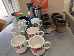 lot 31 image: Lot of Ceramic Coffee Mugs with like new Starbucks and Caribou Insulated Tumblers