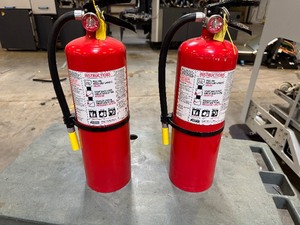 lot 11 image: Two Pristine, Beautiful Full Charged Fire Extinguishers