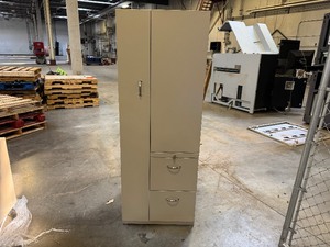 lot 53 image: Steelcase Storage Locker (67X 24X24) Left-oriented - Open Shelving on right side of the locker.