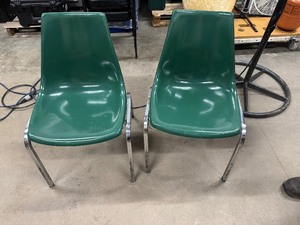 lot 59 image: Pair of Retro Stackable Green Chairs