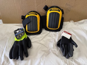 lot 89 image: Gently Used Dewalt Knee pads and Two Pair of New Work Gloves