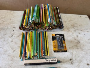 lot 92 image: Unused Prismacolor and Premier Colored Pencils with Sharpener and Eagle Drawing Pens