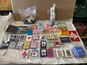 lot 101 image: Vintage Playing Cards, Unique Henry IV Play Cards Deck, Puzzles, Vintage Bunco, Dominos and More