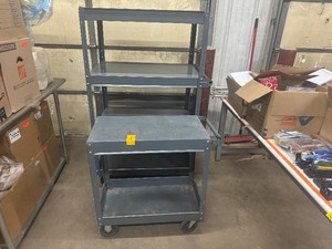 lot 2 image: Four Shelf and Two Shelf Metal Rolling Carts (see pictures for measurements)
