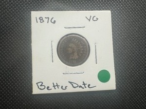 1876 Better Date VB 1876 Indian Head Penny. Authentic Patina, VG