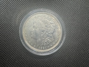 lot 24 image: 1921 Au Morgan Dollar - Details. Very light wear, cleaned.