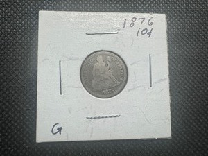 lot 44 image: 1876 Circulated Seated Dime