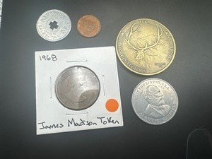 lot 79 image: 1968 James Madison and Mixed Tokens (see below for details)