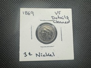 lot 81 image: 1869 Better Date VF 3 Cent Nickel-Cleaned