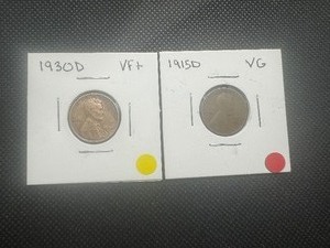 lot 108 image: 1915D and 1930D Lincoln Cents