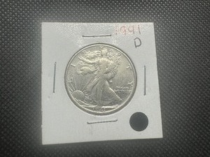 lot 111 image: 1941D VF Walking Liberty Half Dollar