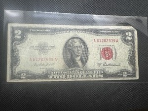 lot 113 image: 1953 Series A Red Seal $2 Bill