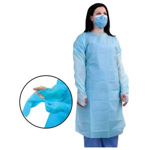 lot 11 image: MSRP $250  2 Cases (75 each per case) NEW MediChoice 77765XL Surgical Personal Protection Gown - Thumbloops, Impervious, Fluid Resistant, Open Back, Apron Neck & Tie Waist - Size Extra Large Blue