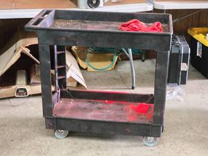 lot 845 image: Plastic Utility Cart 34 x 17 12 x 32 2-tier