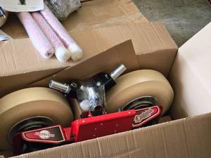 lot 654 image: First Pitch Quarterback Football Pitching Machine (disassembled, in original packaging)