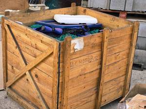 lot 673 image: Lot of (1 Wooden Crate) Various Nets and Accessories