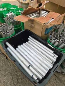 lot 696 image: Lot of (1 Box  1 Tote) Aluminum Tubes 1-58 O D x 18