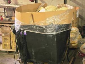 lot 719 image: Lot of (1 Pallet  Gaylord) Pitching Machine Wheels