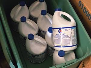lot 1012 image: Lot of (8) Pure Bright Germicidal Ultra Bleach 1-Gallon Plastic Bottles