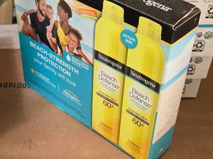 lot 1020 image: Lot of (3 Boxes) Neutrogena Beach Defense Sunscreen Spray  Water  Sun SPF 60 2-count ( 6 total items )