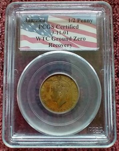 lot 10 image: PCGS Certified World Trade Center Recovered Coin
