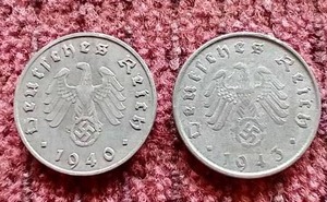 lot 28 image: (2) WW2 German Third Reich 10 Pfennig Coins