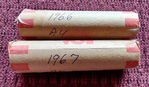 lot 34 image: (2) AU Penny Rolls - 1966 & 1967