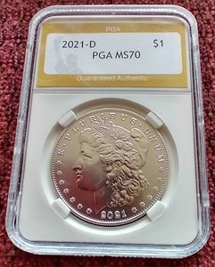 lot 44 image: 2021-D Morgan Dollar - PGA MS70