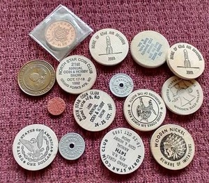 lot 49 image: Wooden Nickel & Token Lot