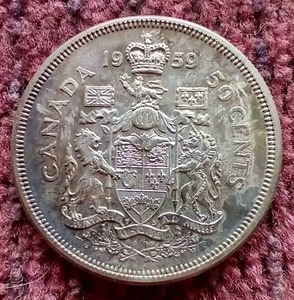 lot 50 image: 1959 Canada Silver 50 Cent Coin