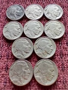 lot 66 image: (10) Buffalo Nickels