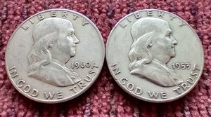 lot 67 image: (2) Franklin Half Dollars
