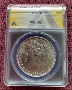lot 71 image: 1890 Morgan Dollar - ANACS MS62