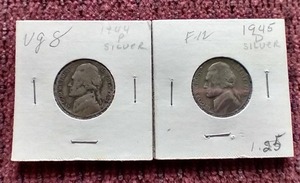 lot 84 image: (2) Silver War Nickels