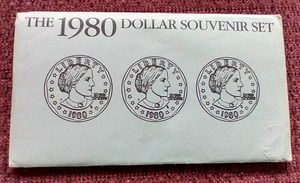 lot 85 image: 1980 U.S. Mint Susan B Anthony 3-Coin Uncirculated Set